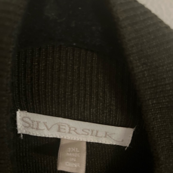 SILVER SILK Full Zip Sweater, Black/Tan - Picture 2 of 2